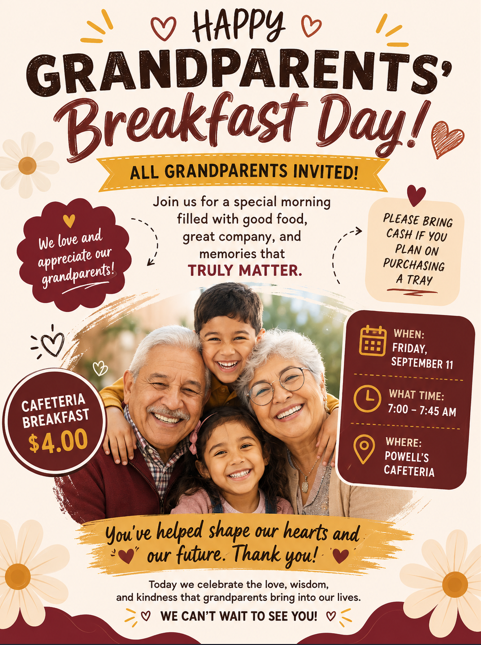 Grandparent's day flyer with event's details