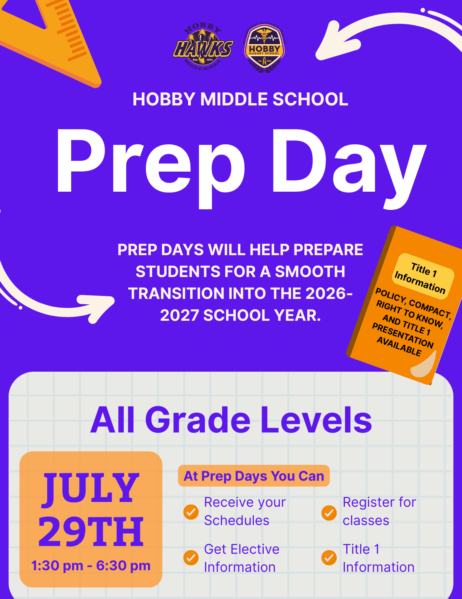 Purple And Orange Bold School Community Prep Day Flyer - Back to school