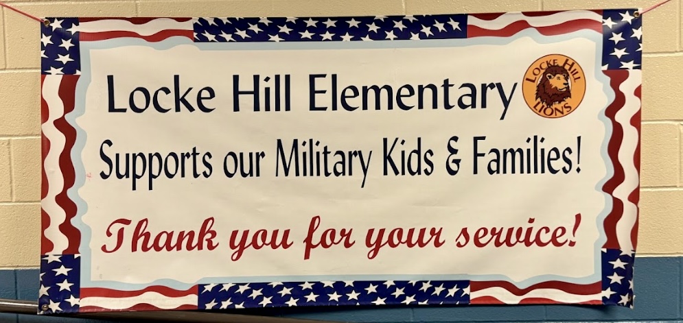 image that reads Locke Hill Elementary supports our Military kids and families
