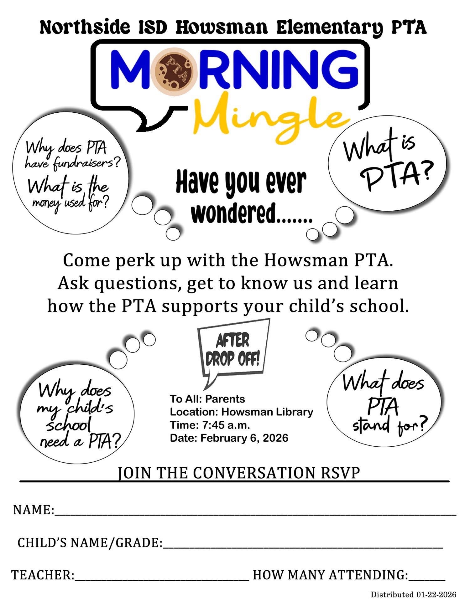 Howsman PTA Mingle information in English