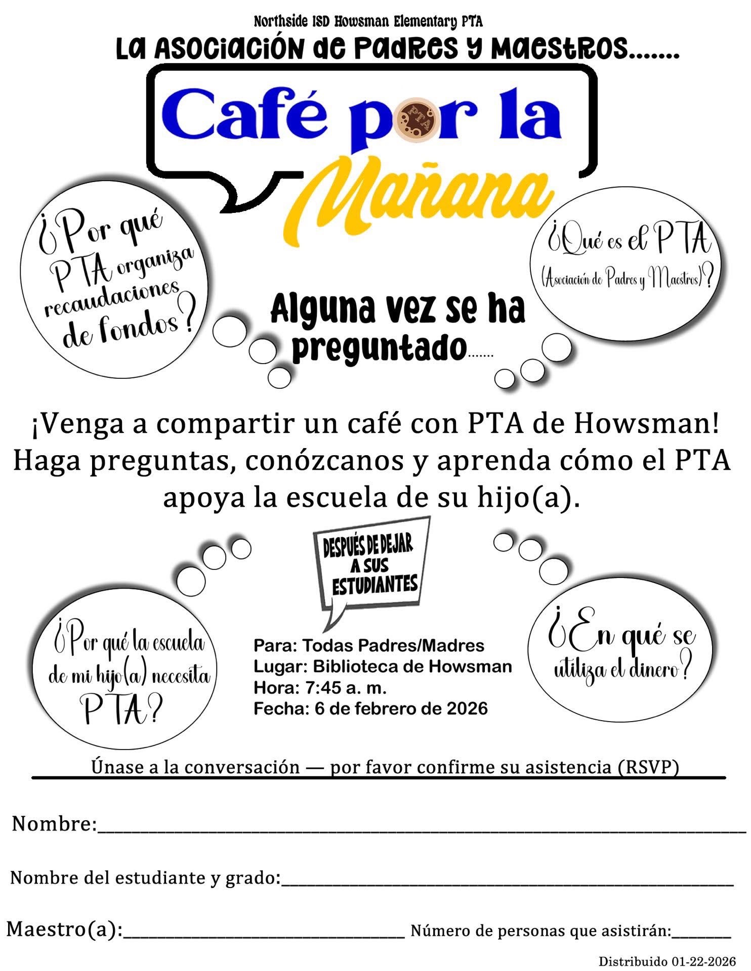 Howsman PTA Mingle information in spanish