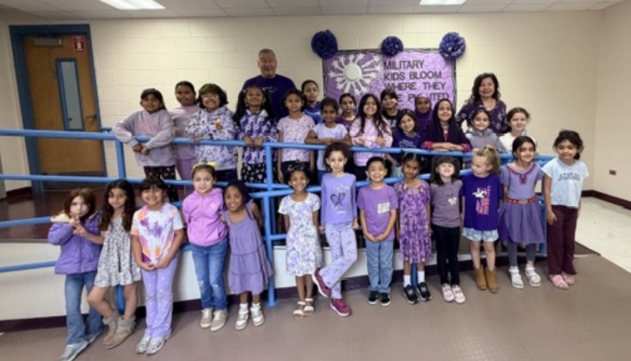 Our military kids club posing