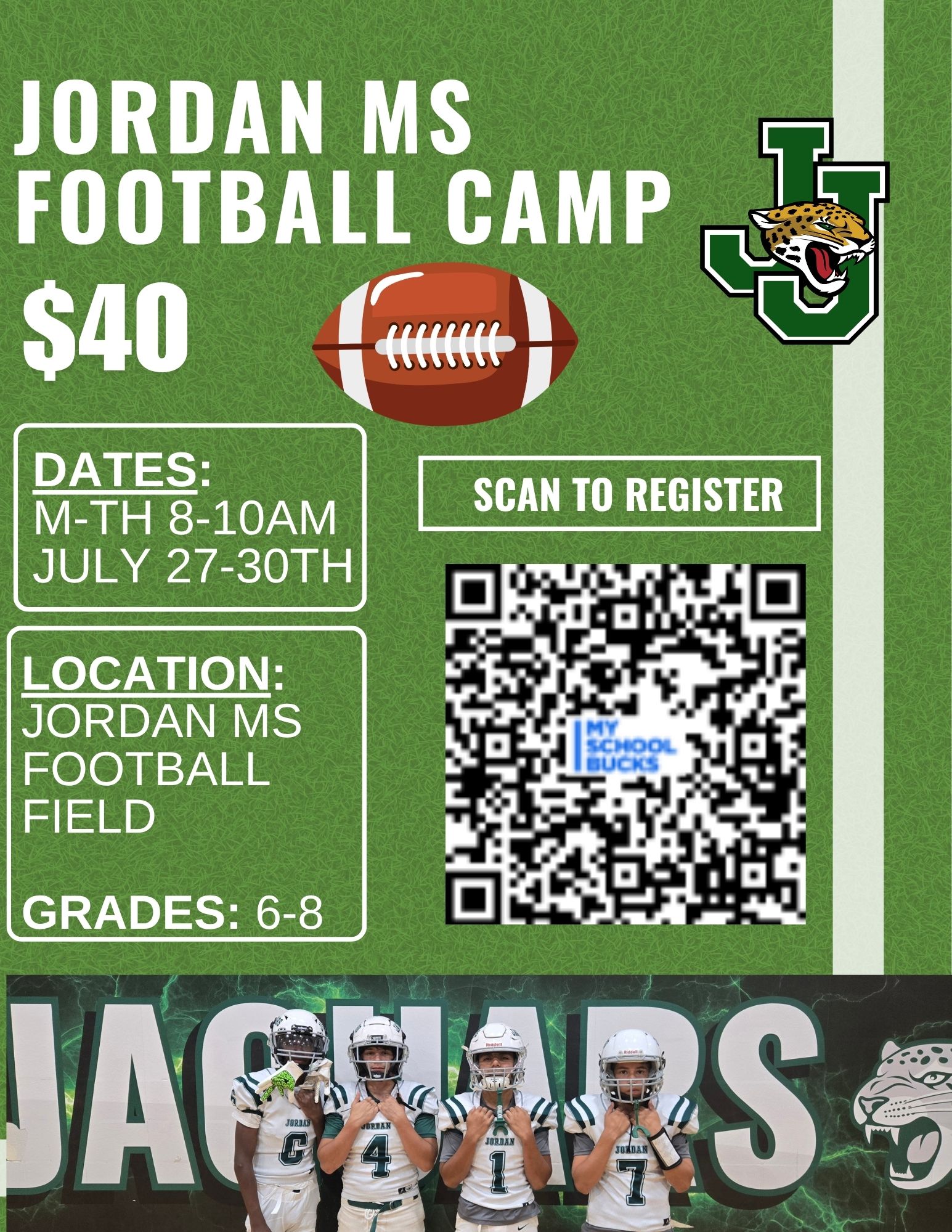 boys football camp info flyer