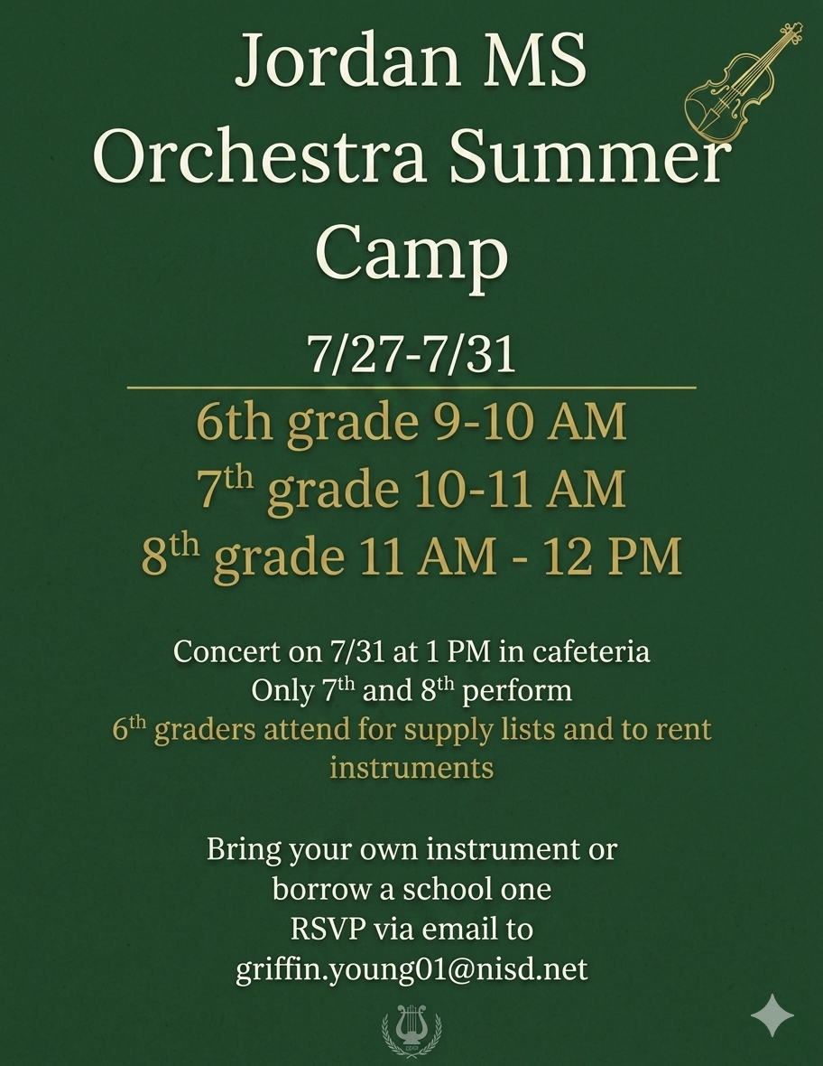 Jordan orchestra summer camp flyer