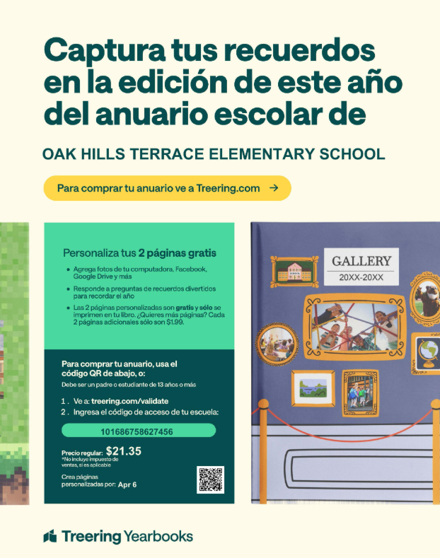 OHT 2026 yearbook information image (Spanish)