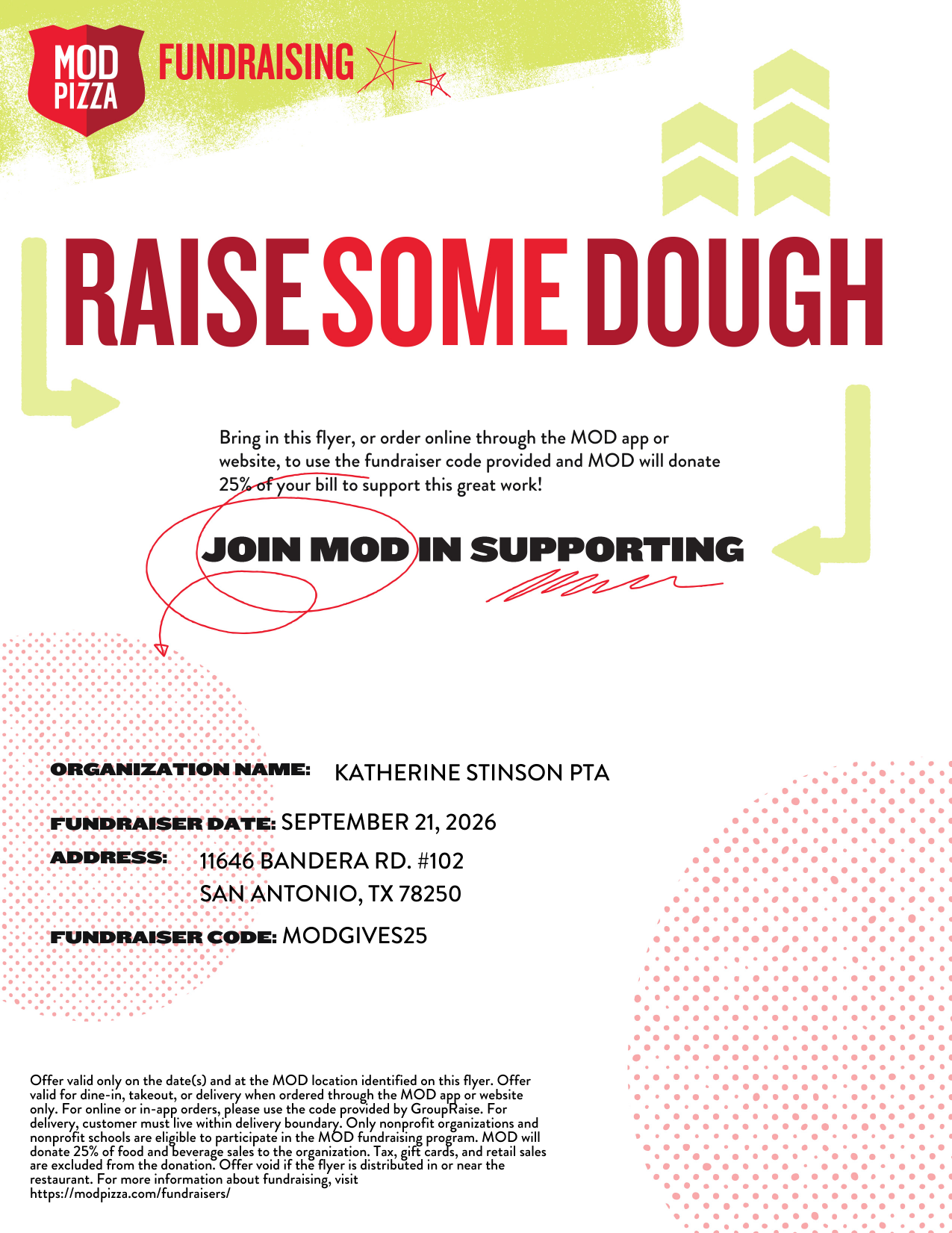 PTA Spirit Night at MOD Pizza 9/21/26