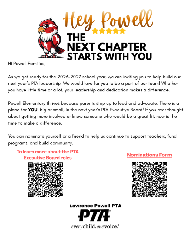 PTA Nominations for next SY flyer with nomination details