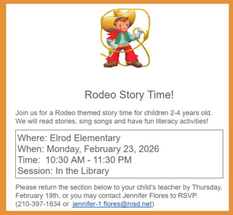 Elrod Library Toddler Time - Monday, February 23, 2026 at 10:30 am to 11:30 am