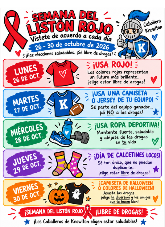 Red Ribbon Week - Oct. 26-30, 2026 - Semana Del Listón Rojo