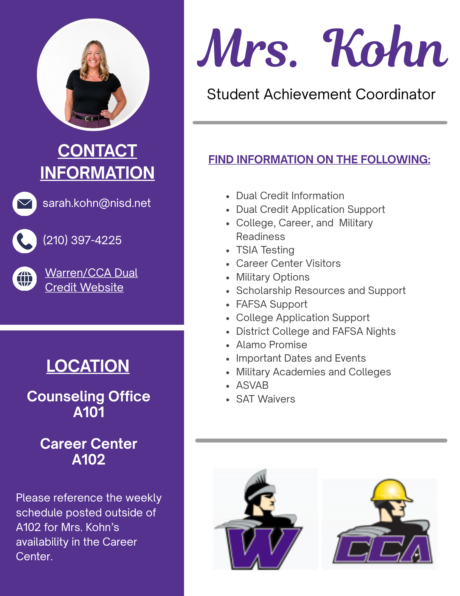 Student Achievement Coordinator info