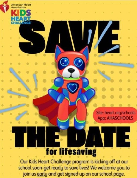 American Heart Association Kids Heart Challenge Flyer with event's details