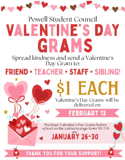 Valentine's Day Grams flyer with event's details