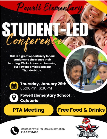 Student Led Conferences flyer with event's details