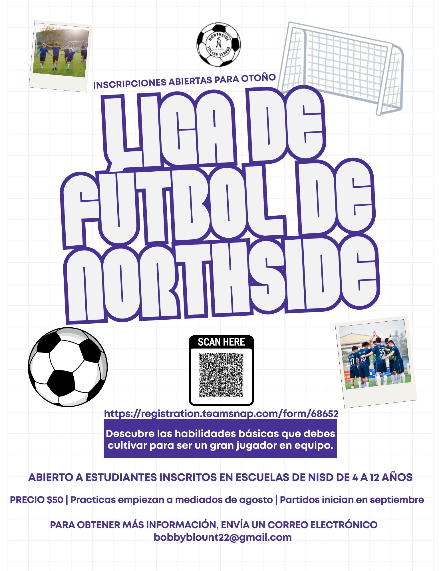 northside soccer league registration spanish flyer