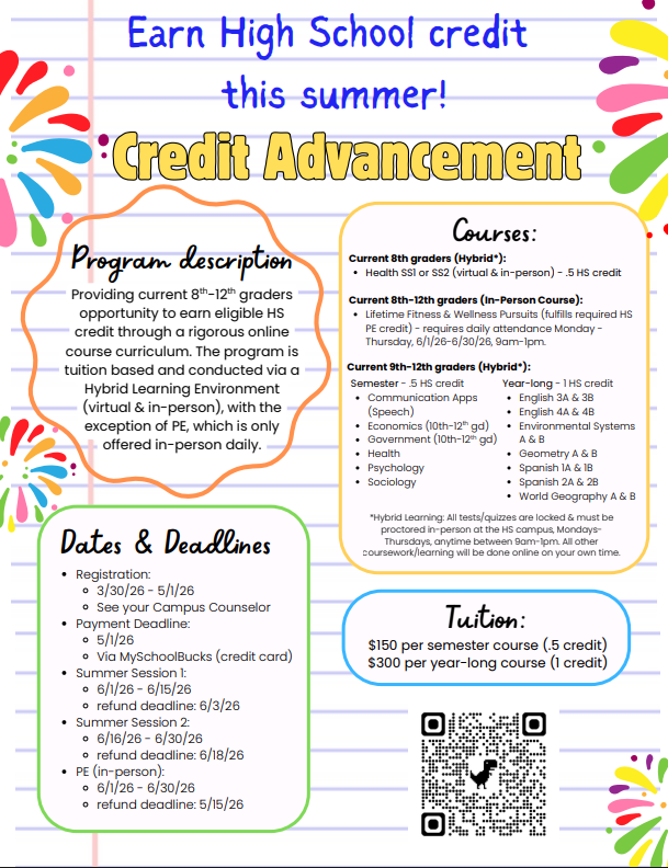 Summer Credit Advancement
