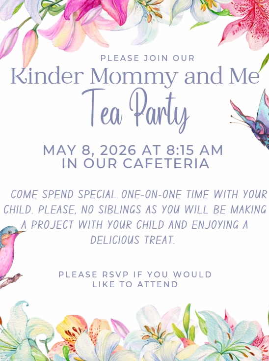 Kinder Mommy and Me Tea Party Flyer with event's details