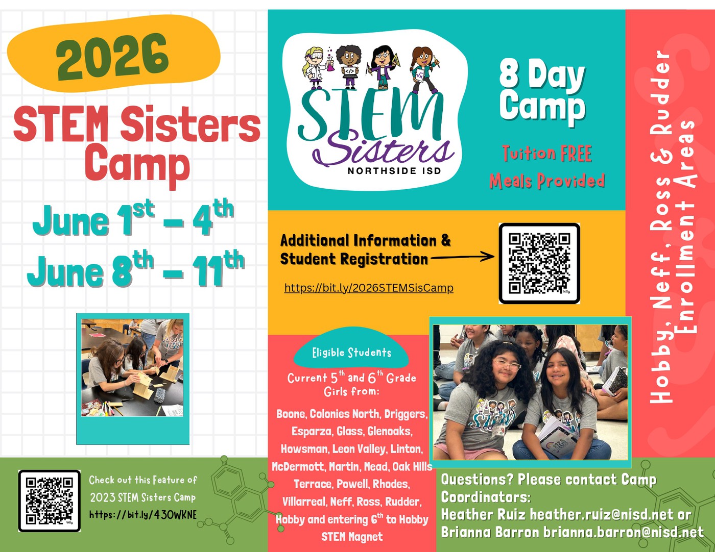 STEM Sisters Camp flyer - Current 5th and 6th Grade Girls