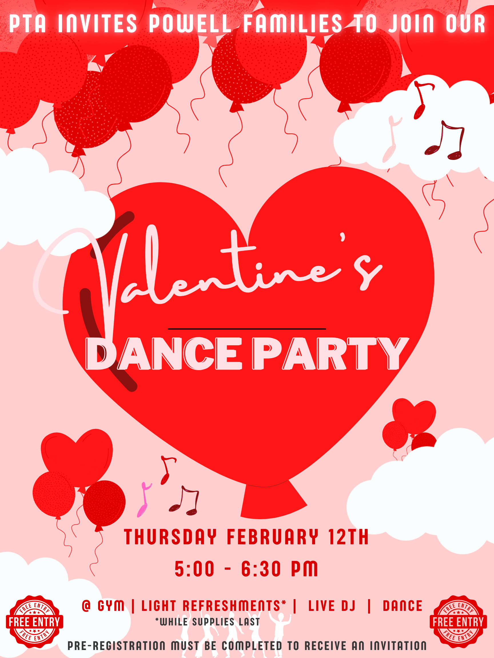 Valentine's Dance Party flyer with event's details