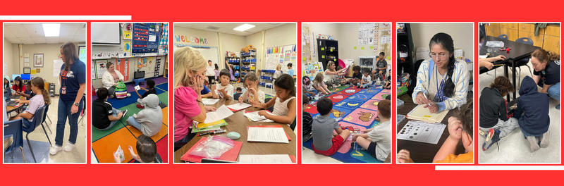 photo collage of classroom teachers assisting students