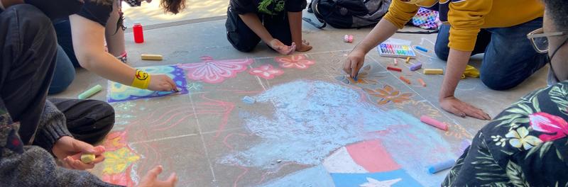 Group of students participating in Chalk It Up.