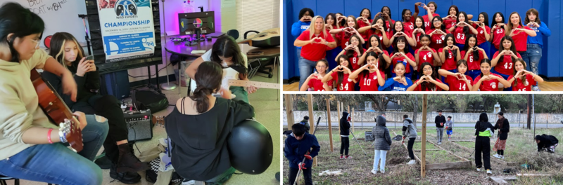Collage of students participating in clubs and sports 