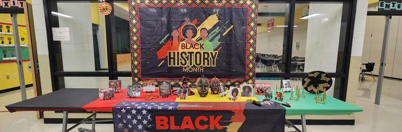 Black history month table at Mora
