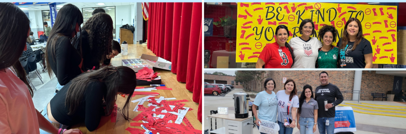 Collage of students and staff at cafecito and red ribbon week