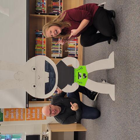 Mrs. Scherwitz with author Aaron Reynolds