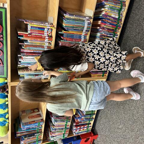 Students looking for books