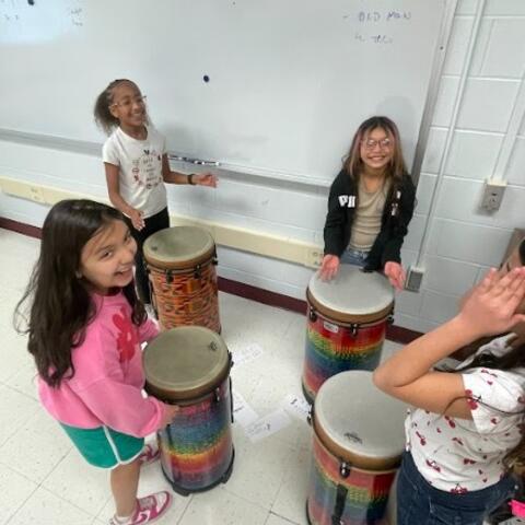 students with drums