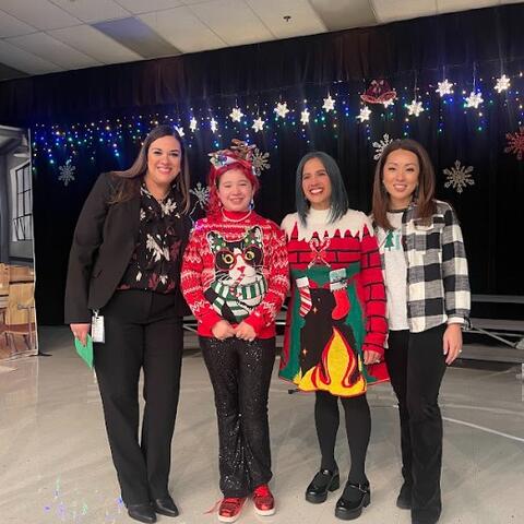 admin, music teacher and student