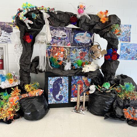 Sculpture in a hallway