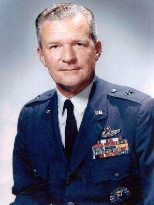 Portrait of school's namesake, Robert F. McDermott posing in his military uniform