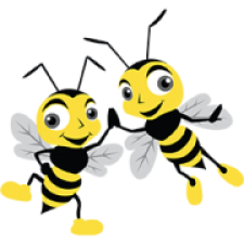Two Yellow and Black BEES high fiving each other