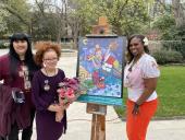 Raba ES: Art Teacher Katrina Gonzalez, Abigail Haugen, and Principal Francesca Neal
