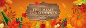 Free meals for students on orange background with pictures of fruit and vegetables and fall leaves