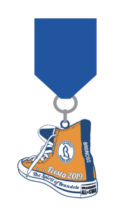 Brandeis band Fiesta medal in the shape of a sneaker