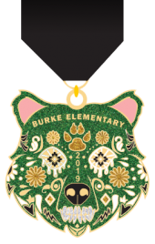 Colorful Burke bear mascot design of Fiesta medal