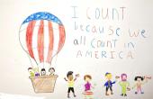 picture of hot air balloon with words I count because we all count in america