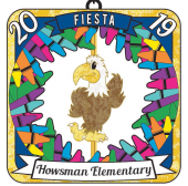 Howsman Fiesta medal with Eagle mascot and wreath of crayons