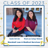 Photo collage of Marshall Law & Medical Services HS Valedictorian and Salutatorian 